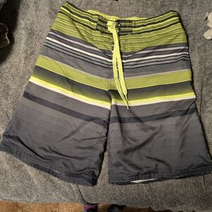 Men's Black, Grey And Yellow OP Swimtrunks